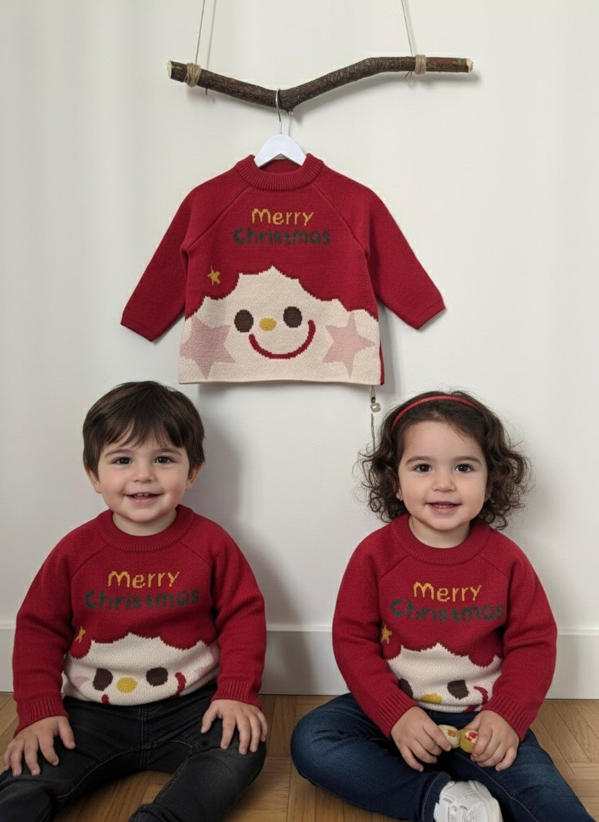 Christmas-Themed Kids' Knitted Sweater