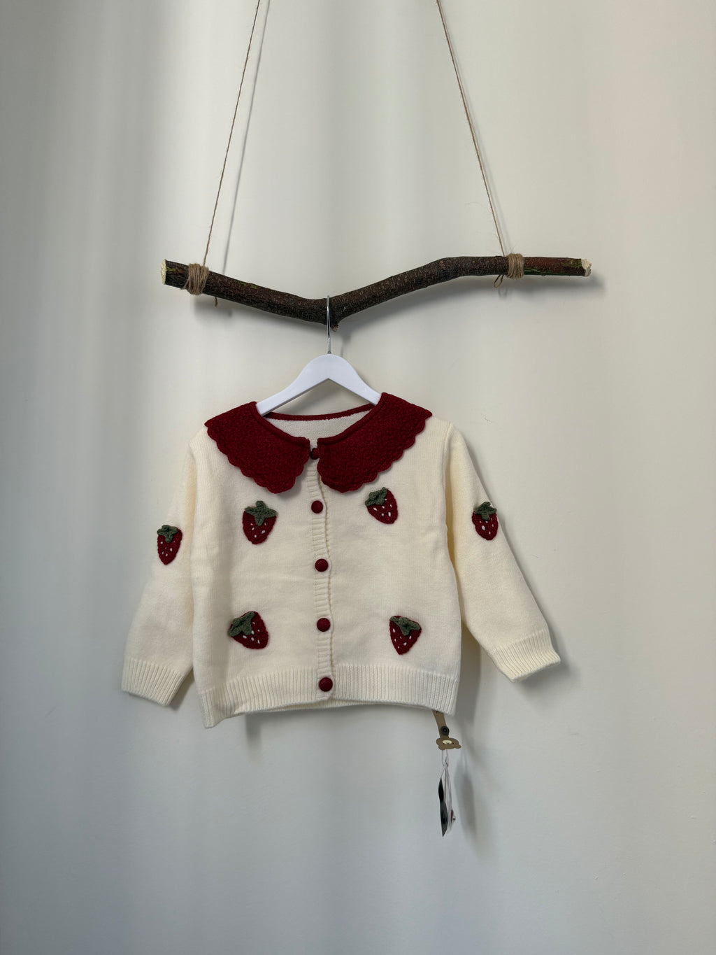 Strawberry Jacquard Girls Cardigan