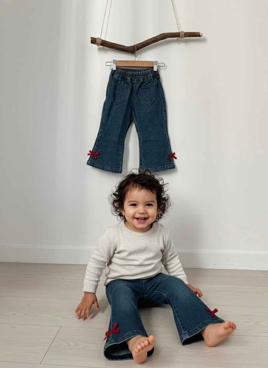 Blue Cotton Baby Bell Bottoms