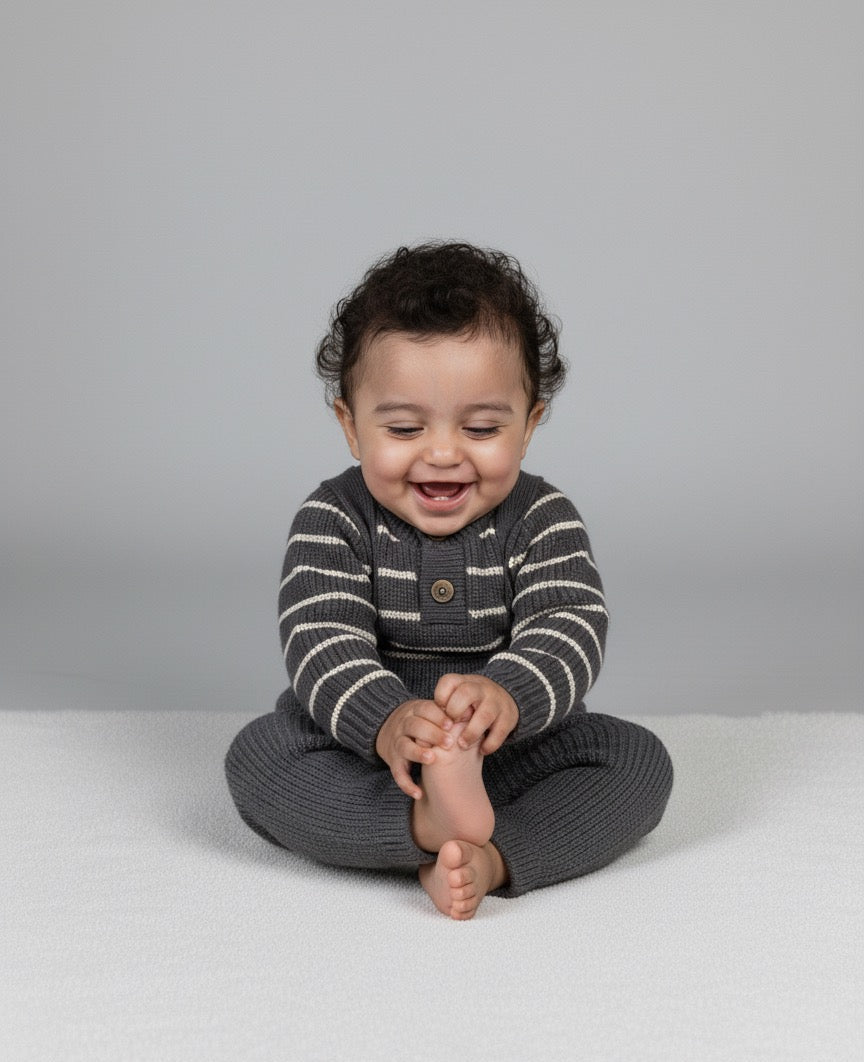 Striped Knitted Infant Suit