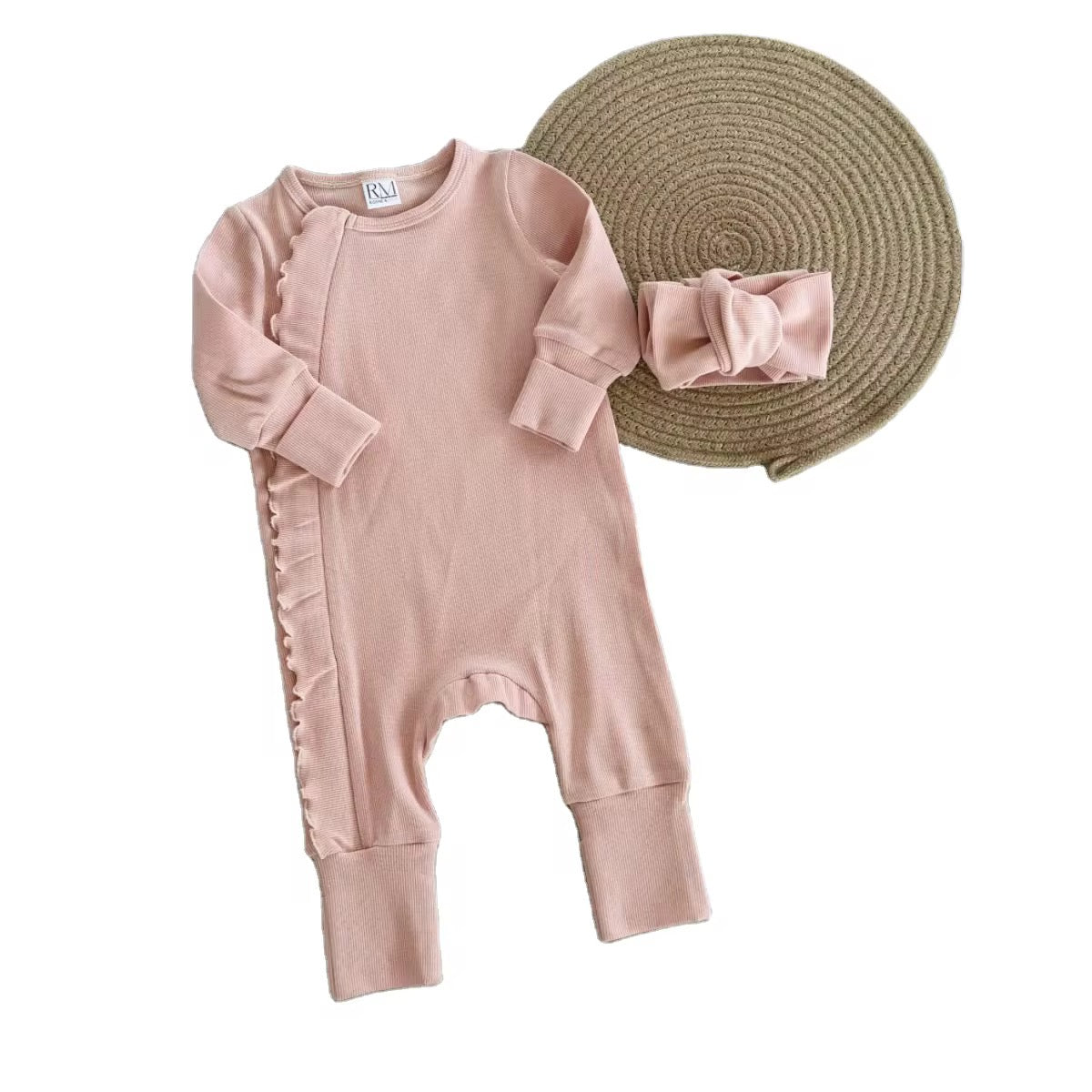 Girls Long Sleeve Jumpsuit & Hairband Set