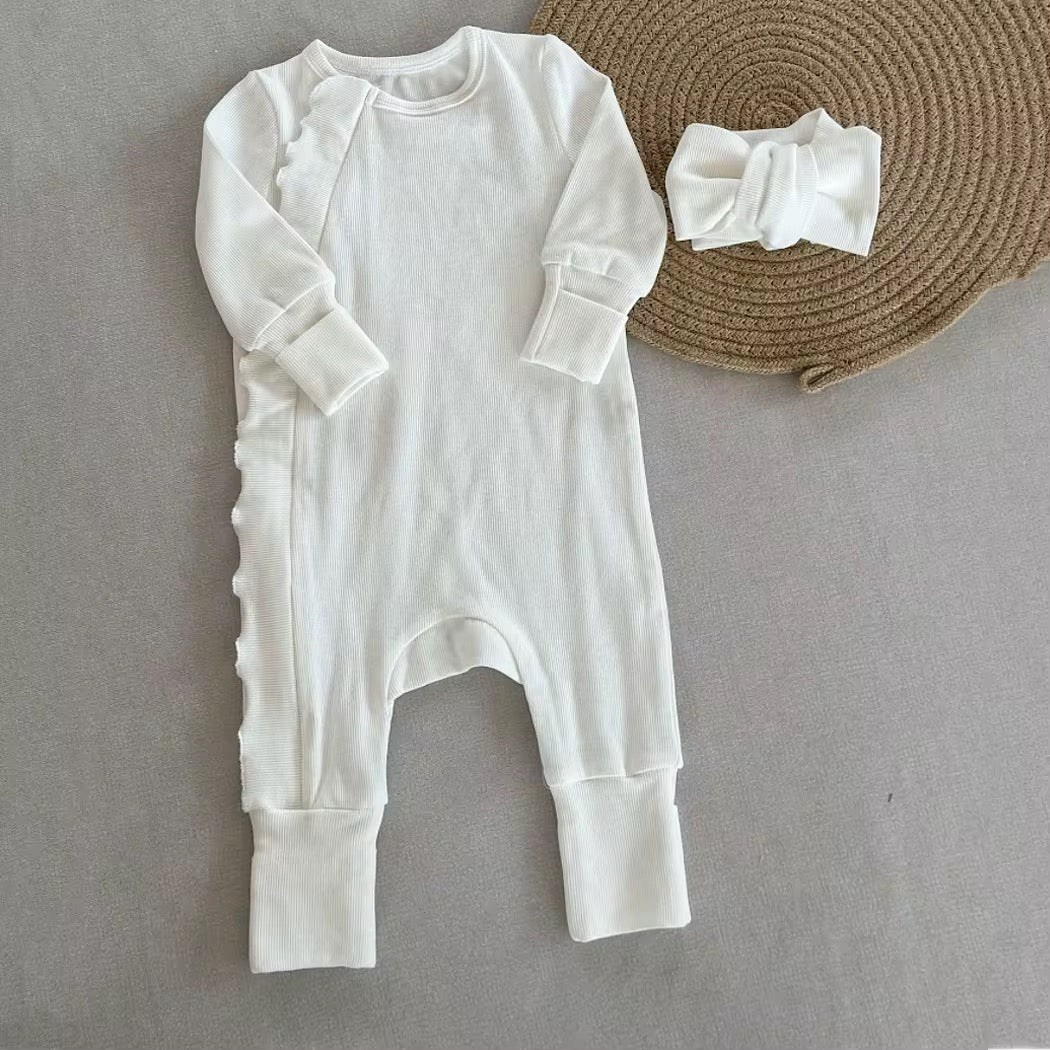 Girls Long Sleeve Jumpsuit & Hairband Set